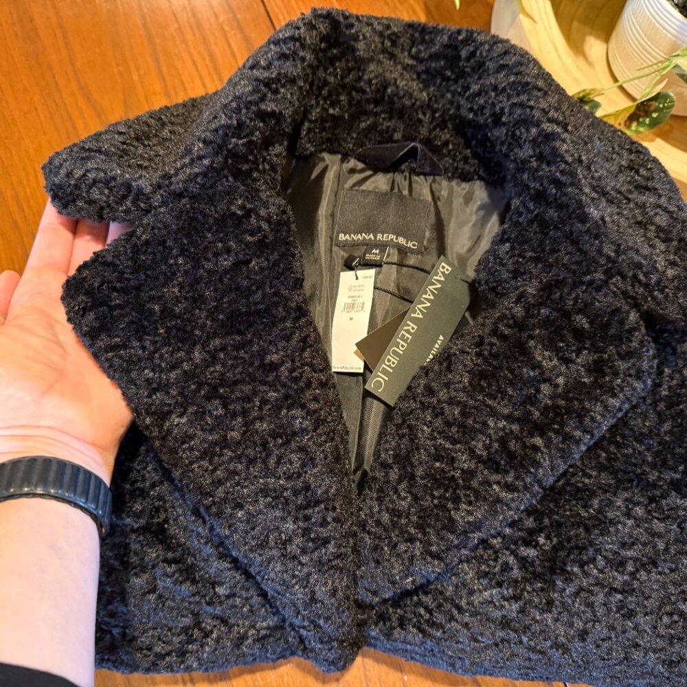Banana Republic Sherpa Car Coat Black M